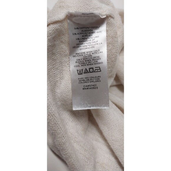 Ann Taylor Loft Womens Medium Sweater Cream Oatmeal Silver Metallic Trim LightWt - Picture 4 of 12
